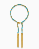 Blue and gold silk tassel bracelet