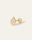 Gold stud earring with cz stones on a white background