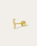 Gold stud earring with small stones on a white background