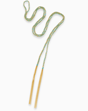 Green silk tassel necklace in gold