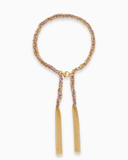Lilac and gold silk tassel bracelet