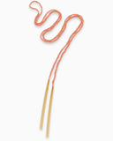 Pink silk tassel necklace in gold