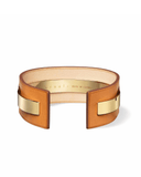 Statement camel leather cuff bracelet for women.