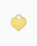 Gold heart-shaped charm with a white background
