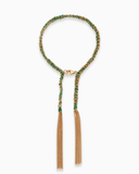 Green and gold silk tassel bracelet