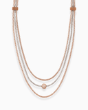 Layered necklace with rose gold and silver chains 