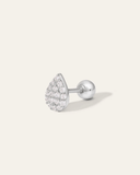 Silver stud earring with cz stones on a white background